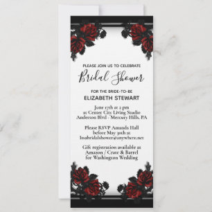 Invitation Rose rouge Fête des mariées gothique blanc