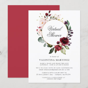 Invitation Rose rouge Floral Baby shower virtuel de la nuptia