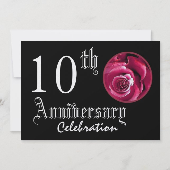 Invitation Rose rouge métallisée édition 10e anniversaire (Devant)