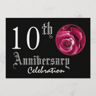 Invitation Rose rouge métallisée édition 10e anniversaire