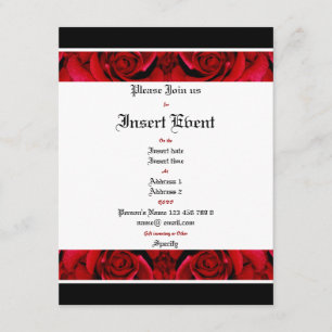 Invitation Rose rouge noir élégante fête