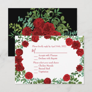 Invitation Rose rouge noir Mariage gothique foncé