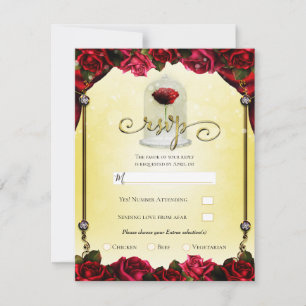 Invitation Rose Rouge Or Jaune Princesse Réponse Soirée Étinc