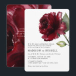 Invitation Rose rouge profond aquarelle simple Mariage Formel<br><div class="desc">Carton d'invitation de mariage formel à la rose bordeaux aquarelle grande et minimaliste avec typographie classique.
.</div>