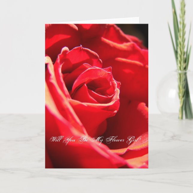 Invitation Rose Rouge, Seras-Tu Ma Fille Fleur ? (Devant)