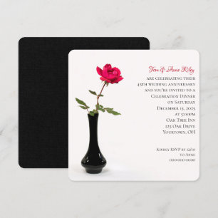 Invitation Rose rouge simple dans le vase noir anniversaire
