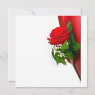 Invitation Rose Rouge Simple – Fond Blanc Floral