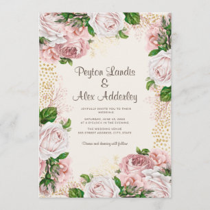 Invitation Rose roux rose rose floral Parties scintillant Mar