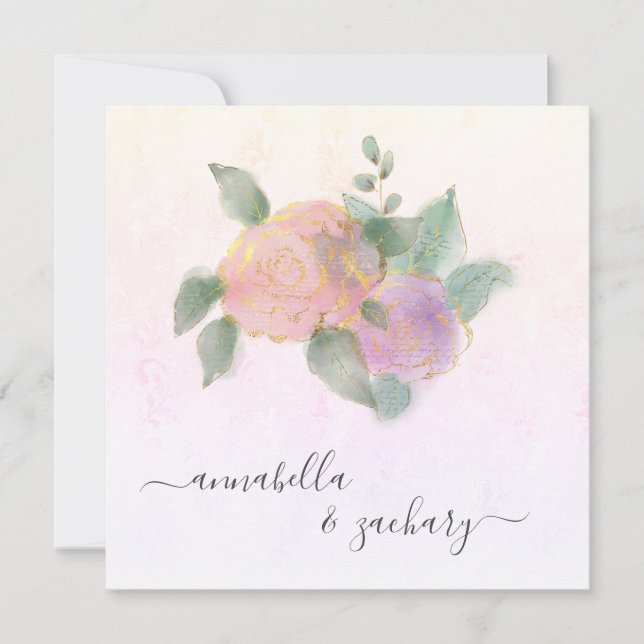 Invitation *~* ROSE + RSVP QR Parties scintillant or - AR12 M (Devant)