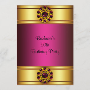 Invitation Rose Rubis Or 50 ans