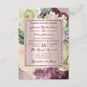 Invitation Rose Rustic Creamy Marsala Bourgogne Rose Mariage