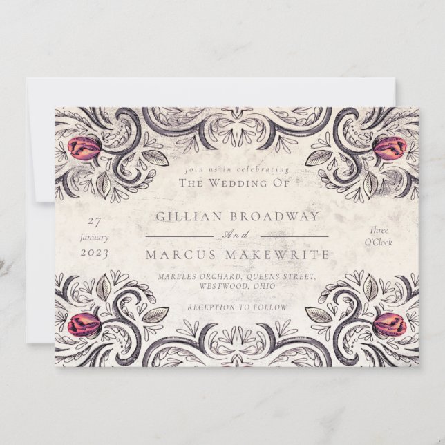 Invitation Rose rustique (Devant)