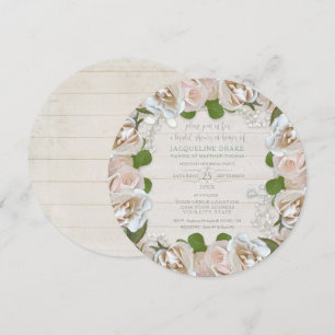 Invitation Rose Rustique Bois Bébés Respirer Floral Wreath ro