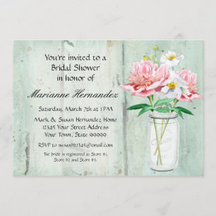 Invitation Rose rustique de bouquet de pavot de pivoine de