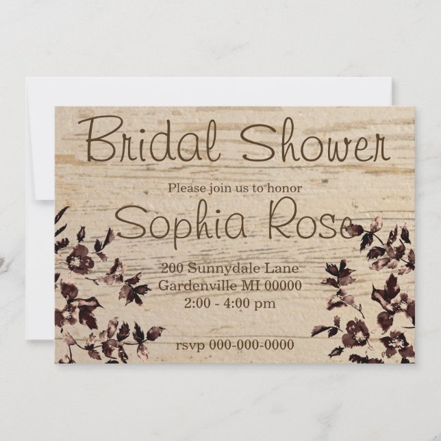 Invitation Rose rustique vintage (Devant)