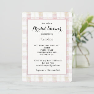 Invitation Rose saumon blanc crème carreaux rayures enterreme