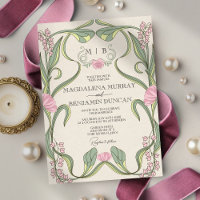 Rose saumon Sarrasin Art nouveau floral mariage vi