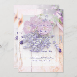 Invitation Rose sauvage et Mariage de fleurs d'été Lavender