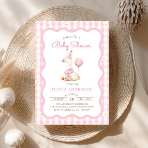 Invitation Rose Silly Goose Daisy En vichy Baby shower