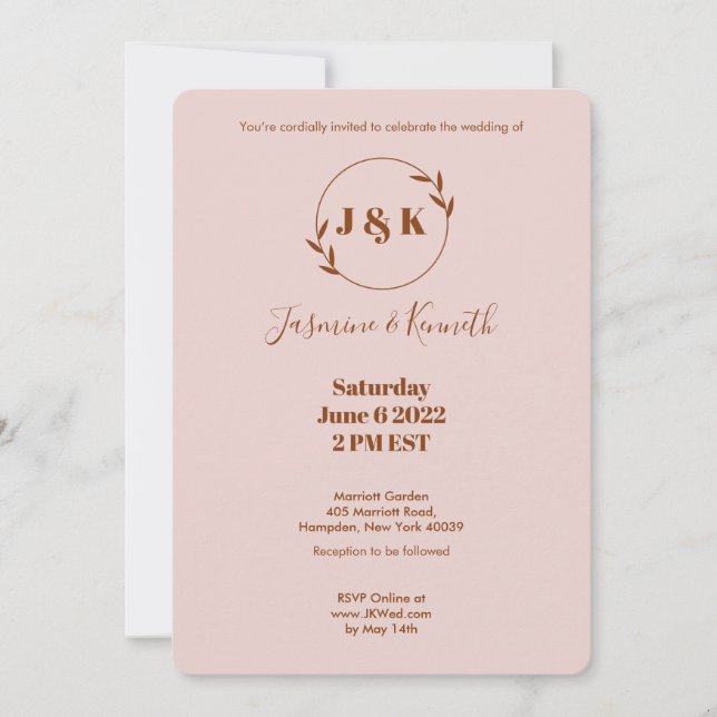 Invitation Rose Simple (Devant)