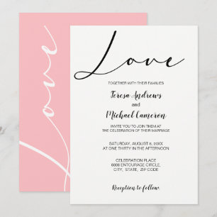 Invitation Rose Simple élégante typographie Love Mariage