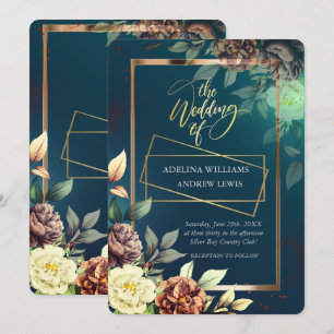 Invitation Rose simple minimaliste, Mariage de trame or