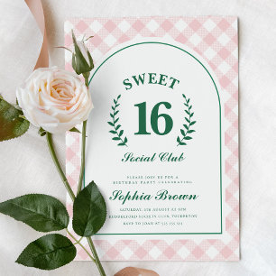Invitation Rose Social Club Sweet 16 Anniversaire