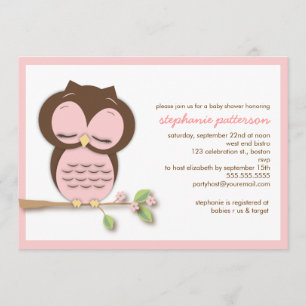 Invitation rose somnolente douce de baby shower de