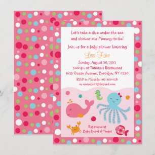 Invitation Rose sous le baby shower de mer