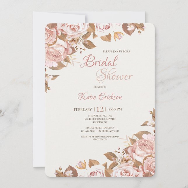 Invitation rose Splendor Bridal Shower (Devant)