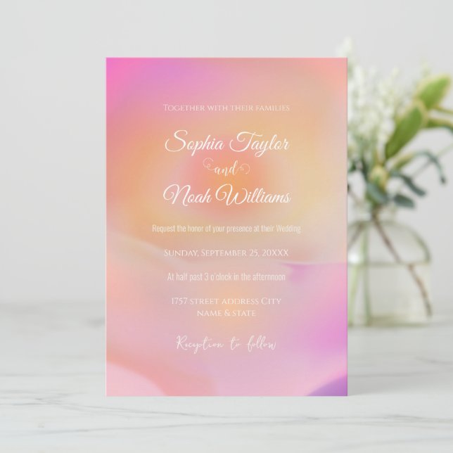Invitation Rose Sunrise Gradient esthétique (Debout devant)