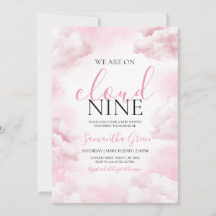 Invitation Rose sur nuage 9 Baby shower