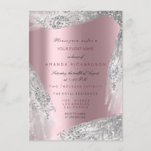 Invitation Rose Sweet 16 Mariage Argent Gris Rose Mauve