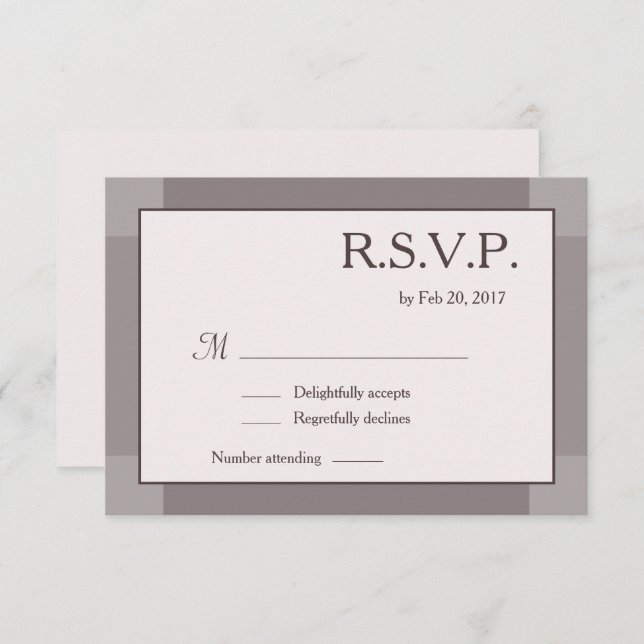 Invitation Rose taupe gris clair lilas moderne mariage RSVP (Devant / Derrière)