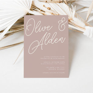 Invitation Rose Taupe   Mariage filigrane de script