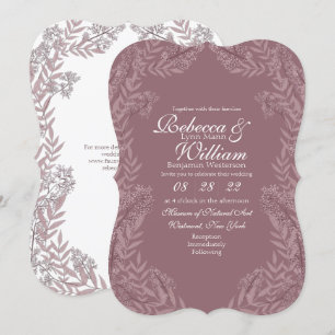 Invitation Rose Taupe Mariage Vintage Botanique
