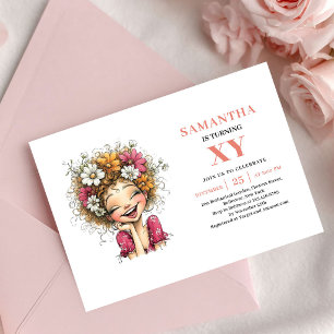 Invitation rose tendre pour la 9e fête d'anniversa
