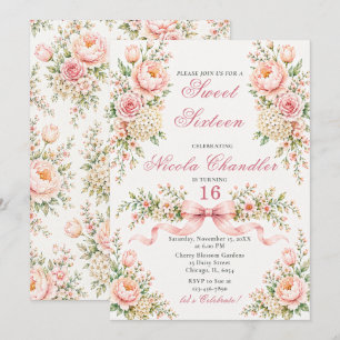 Invitation Rose Tendre Sweet Sixteen