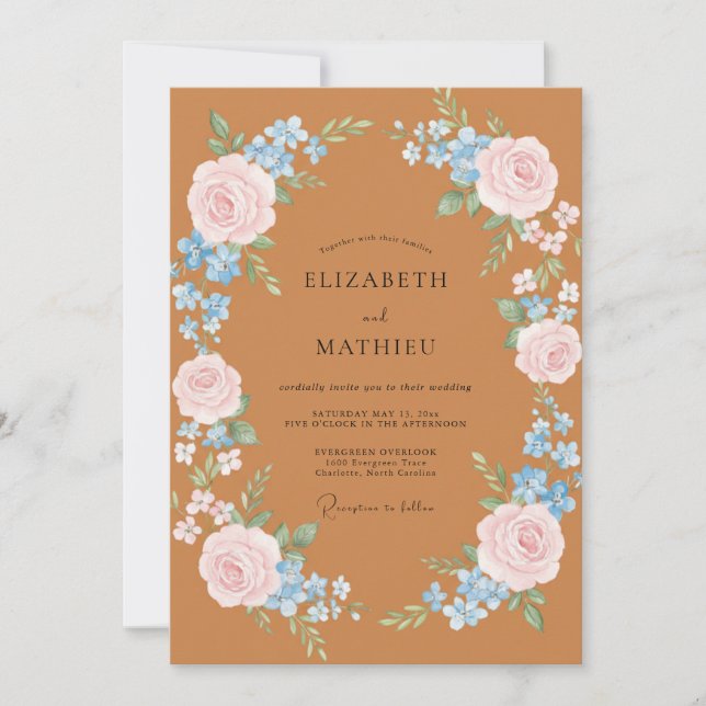 Invitation Rose Terracotta Fleurit Mariage (Devant)