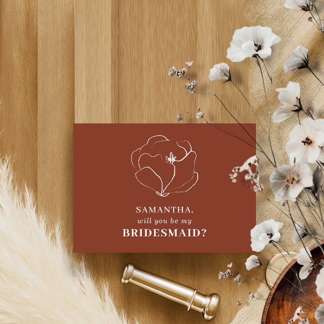 Invitation Rose Terracotta Simple Serez-vous ma demoiselle d' (Créateur téléchargé)