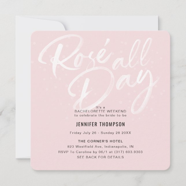 Invitation Rose toute la journée Blush Bachelorette Party Inv (Devant)