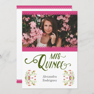 Invitation Rose traditionnel mexicain Floral Photo Quinceaner