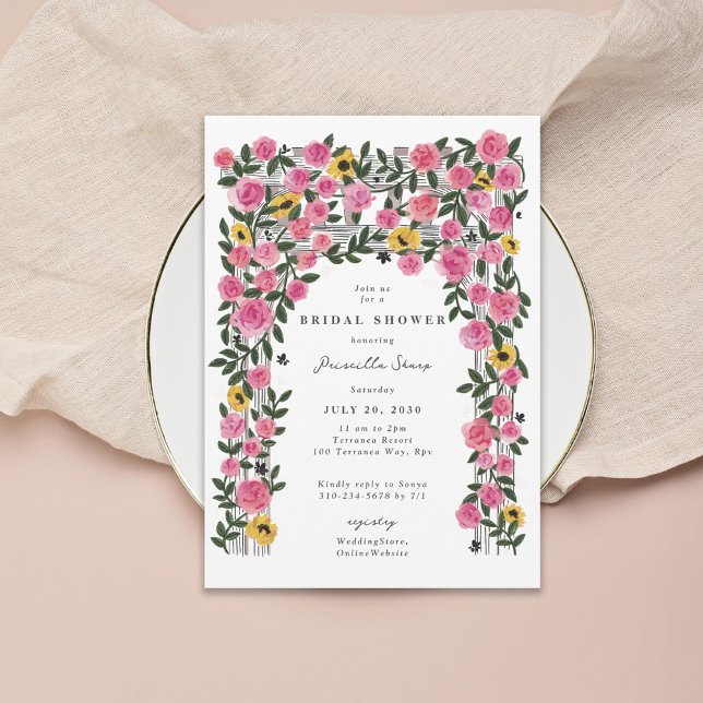 Invitation Rose Trellis Trellis Spring Garden Fête des mariée (Créateur téléchargé)