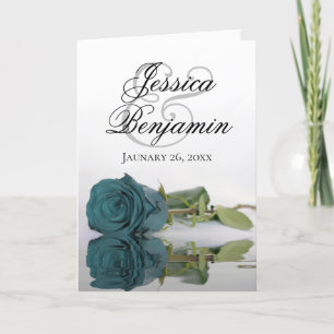 Invitation Rose Turquoise élégant Mariage photo romantique