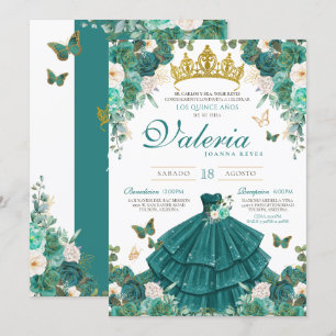 Invitation Rose turquoise Élégant papillon princesse Quincean