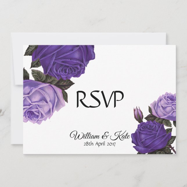 Invitation Rose ultra violet double face Mariage RSVP (Devant)