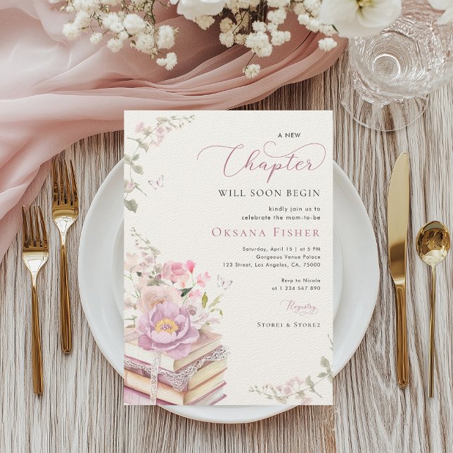 Invitation Rose un nouveau chapitre commence le thème du livr (Créateur téléchargé)