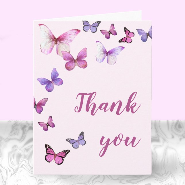 Invitation Rose Un Petit Papillon Blanc À L'Intérieur (Créateur téléchargé)