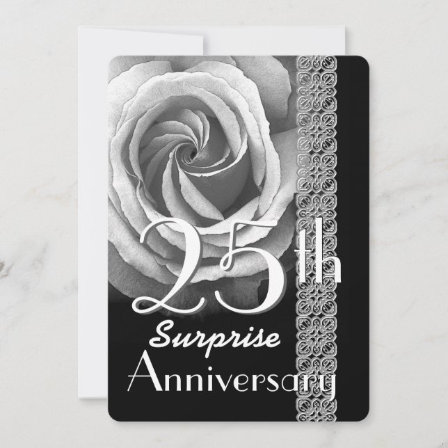 Invitation Rose V01B pour les 25 ans de SURPRISE (Devant)