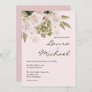 Invitation Rose, Vert, Elégant Boho Style Mariage Invi